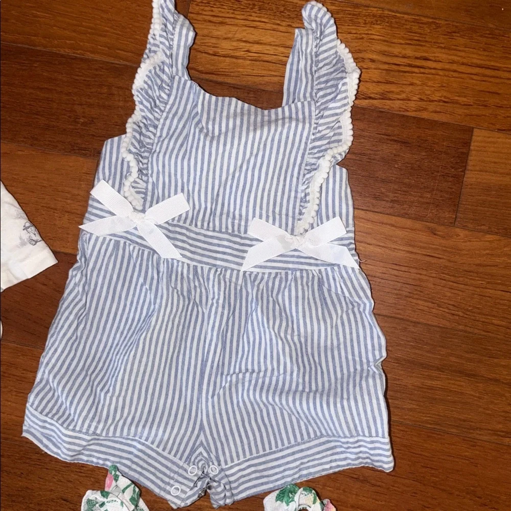 GAP Baby Romper set bundle lot Janie and jack 12 18 24 month White Blue - Picture 5 of 9